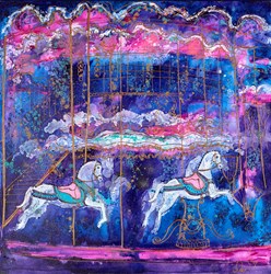 Round to the Right by Katharine Dove - Original Painting on Stretched Canvas sized 30x30 inches. Available from Whitewall Galleries